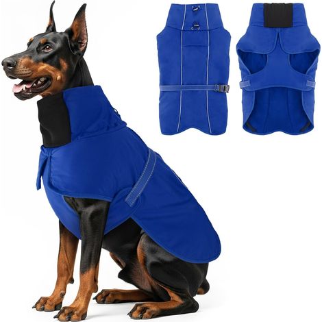 Manteau d'Hiver Imperméable pour Chien Veste Chaude Rembourrée en Coton avec Doublure Polaire et Bandes Réfléchissantes pour Chiens de Moyenne et Grande Taille (1/5)
