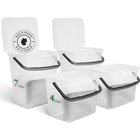 Novaliv Value Set 2X Boîte à lessive avec couvercle 4 litres + 7 litres I Transparent I Boîte de rangement en poudre à lessive avec poignée Stockage