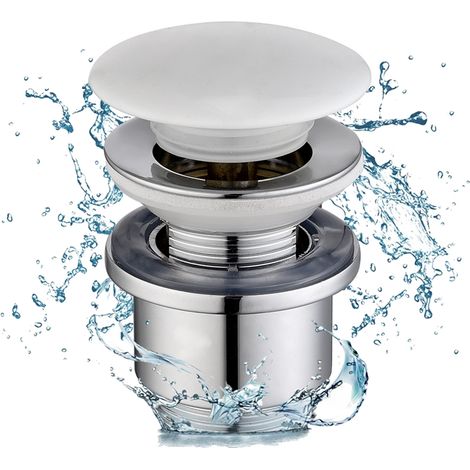 Válvula de Desagüe Pop-Up para Lavabo con Rebosadero y Filtro, Tapón Click-Clack en Latón Cromado para Lavamanos