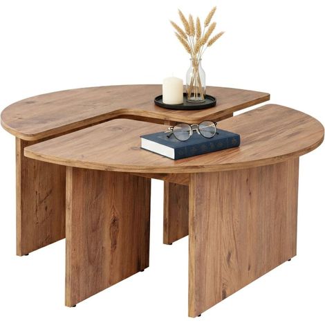 Dmora - Mesa de café Tairn, Mesa de centro baja, Revistero para sofá, Estante de la sala de estar, 90x90 h41 cm, Pino