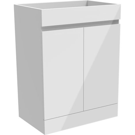600mm Freestanding Bathroom Vanity Unit without Basin Gloss White - Flat Pack (1/5)