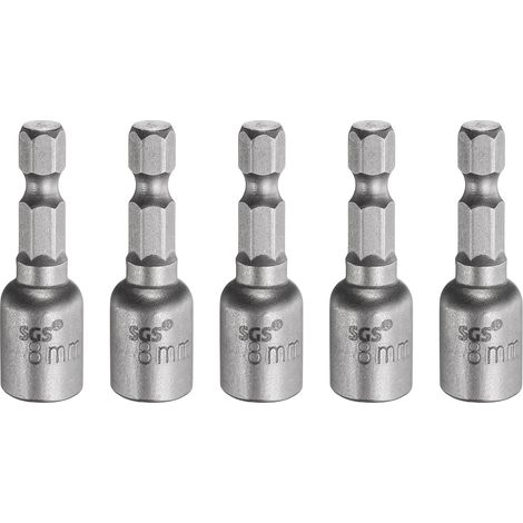 5Pcs Embout De Tournevis À Douille 8mm Métrique 1/4" Tige Hexagonale 1.65" (42mm) Long Magnétique Douille 6-Points À Changement Rapide Acier CR-V Pour Outils Électriques (1/5)