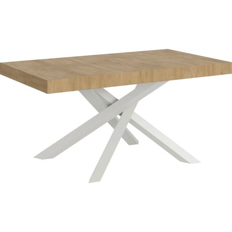 Table extensible Volantis 180/284x90 cm chêne naturel pieds blancs