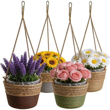 Suspension Plante Macramé, Lot de 4 pour Balcon, Mur et Jardin (1/5)