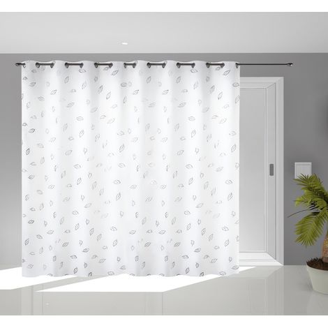 Soleil D Ocre – Voilage à oeillets 280x250 cm blanc – 100% polyester Jacquard – Finition 16 œillets inoxydables – Pour baie vitrée moderne