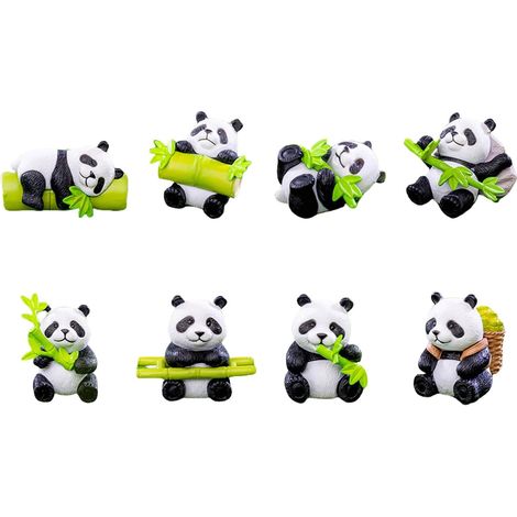 Collection de Figurines de Panda de Dessin animé, 8 pièces, Ornements Miniatures d ' Animaux pour décorations de gâteaux et Accessoires de décoration de Jardin Figurines Miniatures de Panda (1/5)