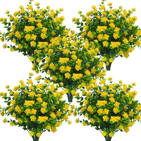 Fleurs Artificielles - Narcisses Jaunes - Tiges Flexibles 7 Par Bouquet - Résistantes Aux UV - Pour Décoration Intérieure Et Extérieure - Lot De 10 (1/5)