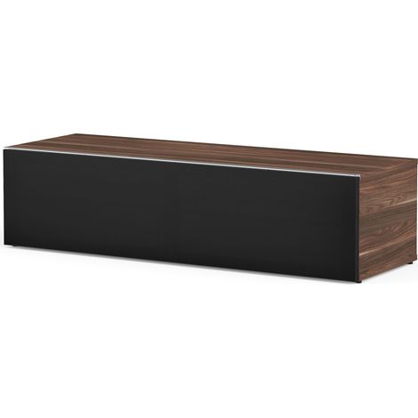 Meuble TV tissu acoustique noir et bois foncé Washington 120cm