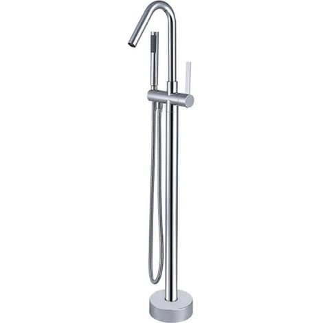 Rubinetto per vasca da bagno autoportante, rubinetto per vasca da bagno a foro singolo con montaggio a pavimento, rubinetto per vasca da bagno per acqua calda e fredda, cromato