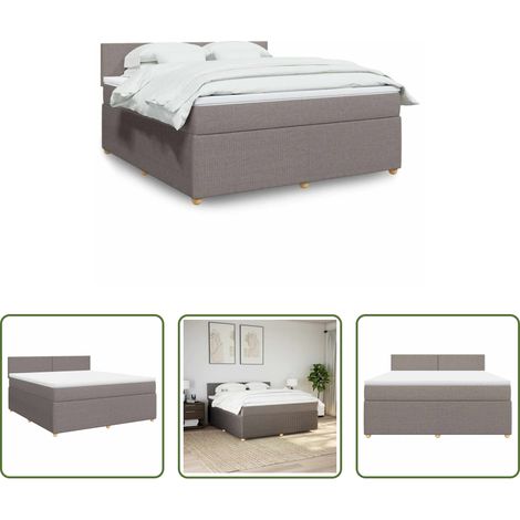 vidaXL Surmatelas -  Sommier à lattes de lit avec matelas Taupe 180x200 cm Tissu (1/5)