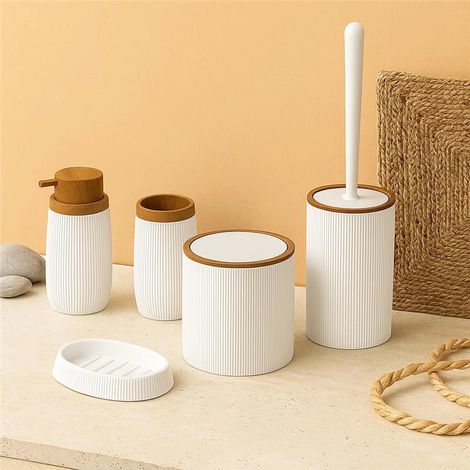 Exagonshop Set accessori bagno bianco 5pz London