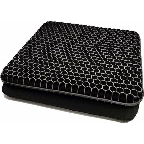 Coussin de gel orthopédique - - Respirant - Anti escarres - Housse antidérapante - 42x36x3,8 cm - Noir (1/5)