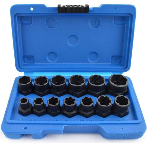 Extracteur de Vis 13 Pièces, Extracteur Ecrou Antivol Universel, Douille Torx Femelle Coffret pour Enlever Les Boulons, Rouillés et Écrous Endommagés