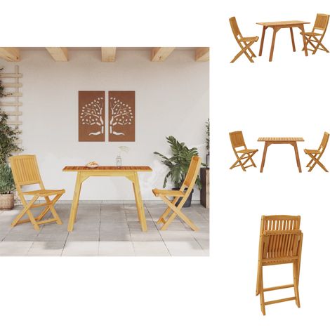 Ensemble à manger de jardin 3 pcs Bois d'acacia solide - Salon De Jardin - Mobilier De Jardin - Table De Jardin - Chaises Pliables - Acacia Massif (1/5)
