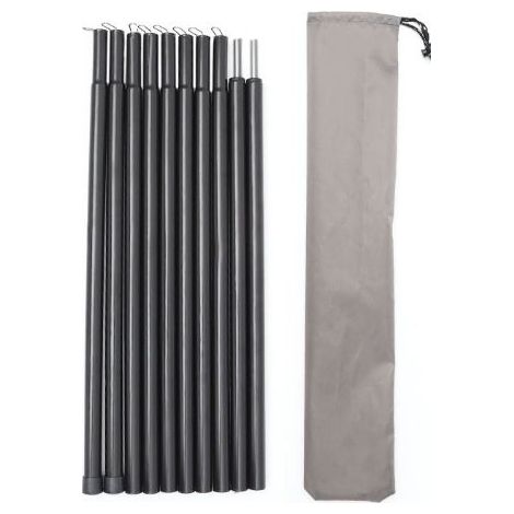 2-teiliges Teleskop-Zeltstangenset aus Edelstahl für Planen mit Aufbewahrungstasche, verstellbar von 43 bis 200 cm für Planen, Markisen und Sonnensegel (1/5)