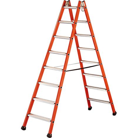 Tubesca Comabi – Échelle double 2 x 8 barreaux – Hauteur maximum de travail 3.44m – Matériau fibre de verre – Isole jusqu'à 10 000 V – 4255008