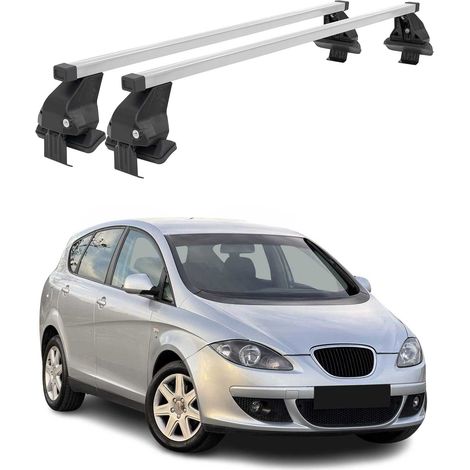 OMAC Dachträger Querträger Stahl für Seat Altea 2004-2015 – Abschließbar – City-Crash-getestet – DIN 75302:2019 – ISO/PAS 11154:2006 – Max. 50 kg Silber (1/5)