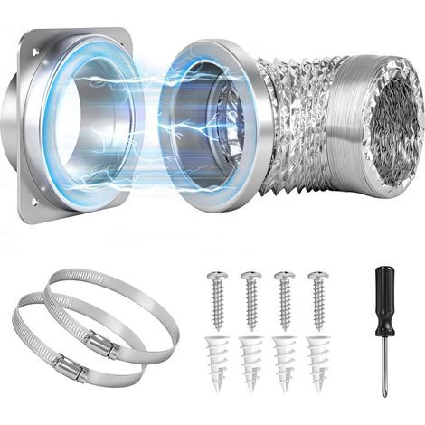 Kit d'évacuation magnétique pour sèche-linge, connexion rapide, compatible avec les sèche-linge de 4 pouces, gain de place de 4 à 6 pouces, fixation magnétique puissante, tuyau de 3,28 pieds, joint ét (1/5)