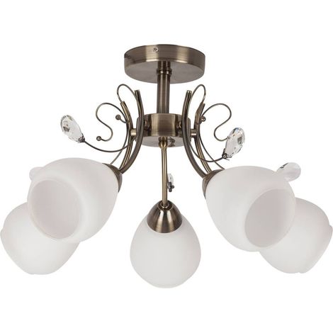 Lampe suspension bronze verre métallique Susan / blanc Ø50cm H: 35 cm (1/5)