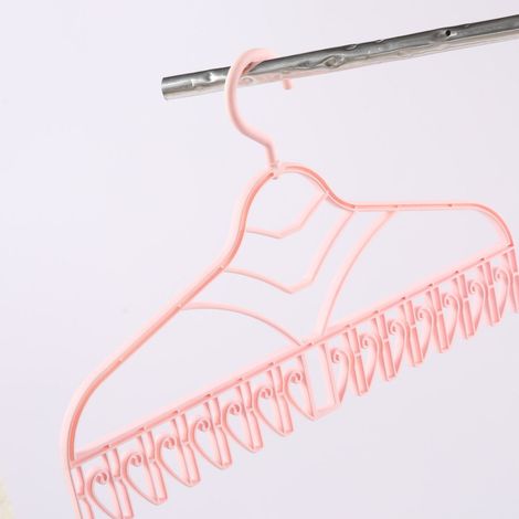 Lot multifonctionnel antirides pour soutiens-gorge et chaussettes, cintre en plastique rose, rangement d'armoire. (1/3)