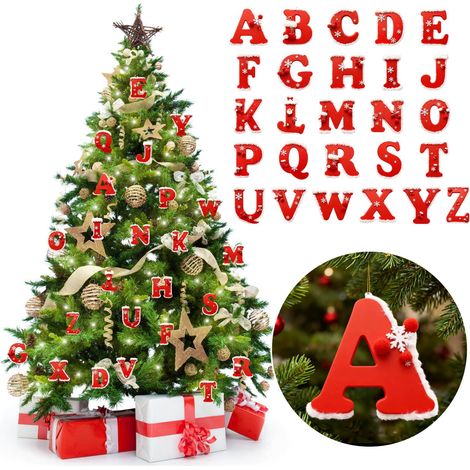 Ornement Alphabet - Décoration Arbre De Noël Lettres Personnalisables - 26 Pièces Acrylique - 8 cm - Pour Intérieur Extérieur (1/5)