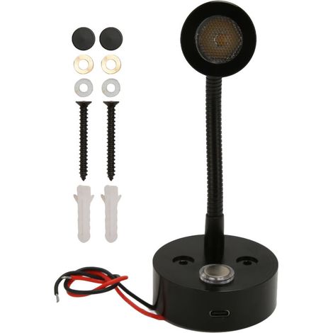 Lampada da comodino a LED per camper, USB Type C, 3 temperature di colore, interruttore touch dimmerabile, buona dissipazione del calore, lampada da lettura antiruggine per barche e camion