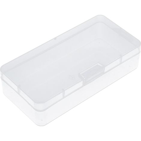 Boîte de rangement rectangulaire transparente en plastique pour accessoires électroniques numériques, résistante aux chutes et dotée d'un couvercle à charnière. (1/5)
