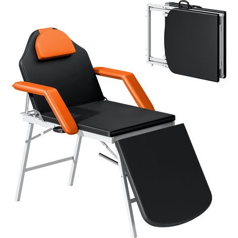Table de massage pliante portable 3 zones avec dossier réglable, appui-tête et accoudoirs, 182 x 82 x 68 cm, orange (1/5)