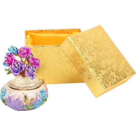 Boîte à bijoux émaillée métal violette - rangement décoratif pour accessoires et bricolage (1/5)