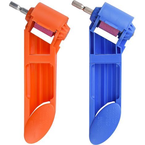 Lntyq 2 Pcs Foret Aiguiseur Foret,Aiguiseur de Forets en Corindon,Outil D'AffûTage de Foret Portable, Fait de Plastique ABS de Haute Qualité et de Meule en Corindon Brun,de Haute Dureté(Bleu,Orange) (1/5)