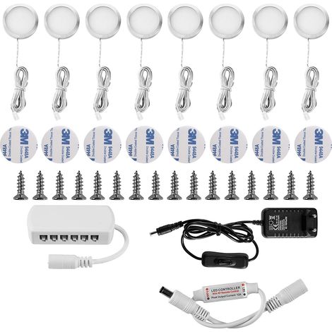 Spot encastrable LED 16 W pour meubles de cuisine, éclairage sous meuble, blanc froid 6000 K (lot de 8)