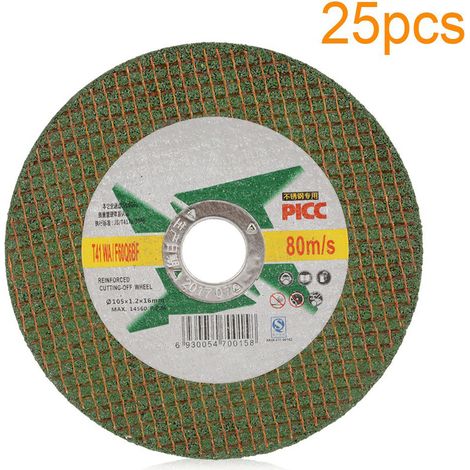 Dischi da taglio in resina 105x1,2 mm Grana 36 Verde per acciaio inossidabile e alluminio - Confezione da 25 dischi robusti e ad alte prestazioni (1/5)