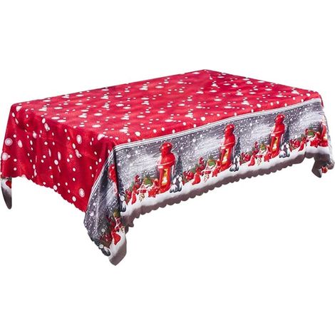 Nappe De Table De Noël - 150 x 200 cm - Polyester Haute Densité - Résistante À L'Eau Et Aux Taches - Pour Table Rectangulaire - 1 Pièce
