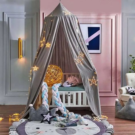 Moustiquaire ronde en dôme style princesse, tour de lit anti-moustiques pour chambre intérieur et extérieur, Composition : 60270400, Couleur : gris (1/5)