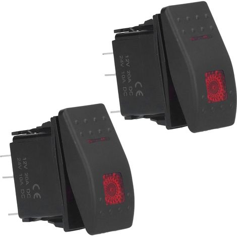 Interrupteur à bascule étanche 2 pièces ON Off 5 broches 12V-24V pour voiture camion bateau avec voyant rouge (1/5)