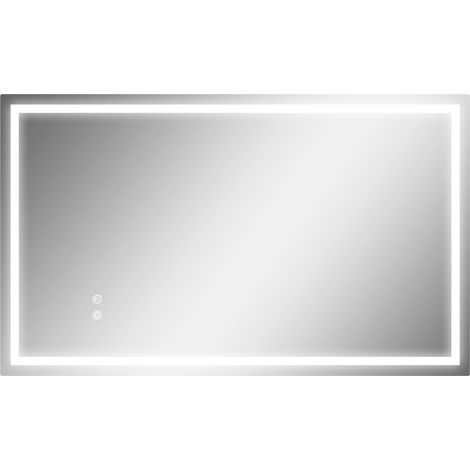 Espejo de baño LED con brillo regulable y antivaho, 100 x 60 cm
