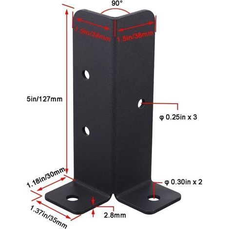 Supports de poteaux de terrasse réglables, Ensemble de 4 supports de base de poteau, Supports de pergola pour poteaux de 38x38 / 50x50 / 50x101 / 101x101mm, Balustrade de terrasse, Boîte aux lettres (1/3)