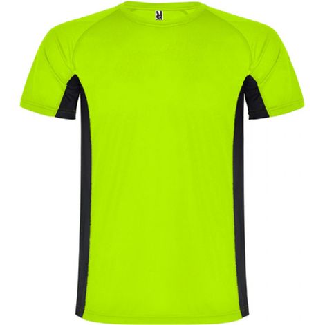Camiseta técnica combinada de poliéster con manga raglán SHANGHAI ROLY 8 Verde Fluor/Negro