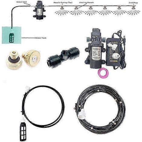 Kit de brumisation pour jardin avec pompe et filtre efficaces 9M Blanc (1/4)
