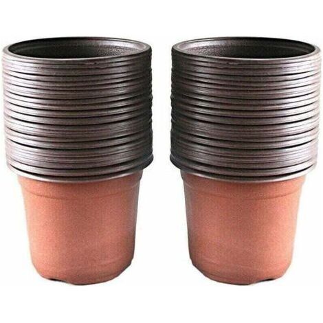 Enowelir Lot de 100 Pots en Plastique pour Semis et Plantation, 10 cm (1/4)
