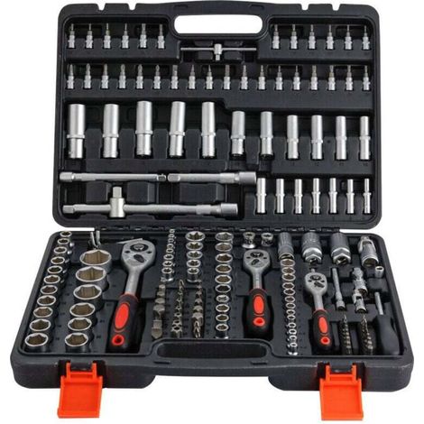 Complete Toolbox with 1/4", 3/8" and 1/2" Socket and Accessory Set - Mechanics Tools from Our Ultimate Range with Ratchet Wrench - 172 Pieces MUMU (1/4)