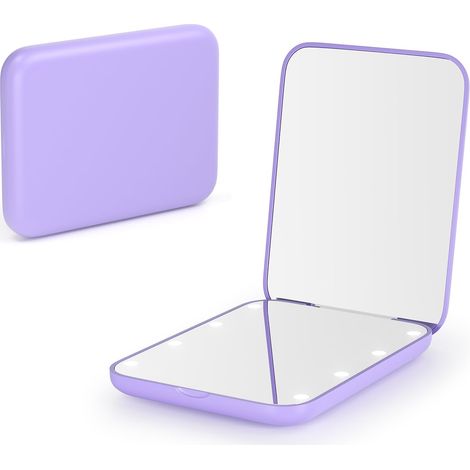 Miroir de poche - 1 x 3 x LED - Petit miroir de voyage - Violet (1/5)
