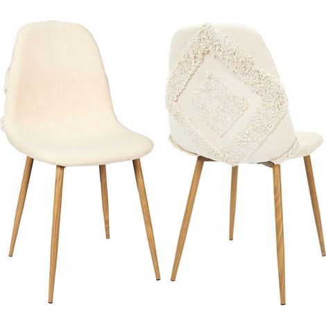 Lot de 4 Chaises - HOME DECO FACTORY - Faro - Confortables - Beige (1/7)