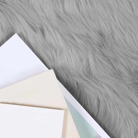 Tapis en Peau de Mouton Synthétique Gris 240 x 240 cm Polyester CFW36675 (1/5)