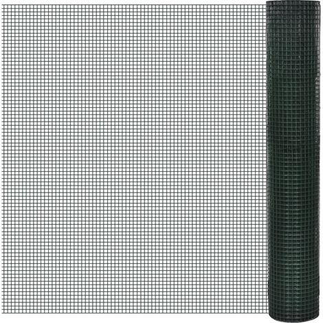 Clôture en grillage galvanisé avec revêtement PVC pour poulailler, 25 x 1 m, verte