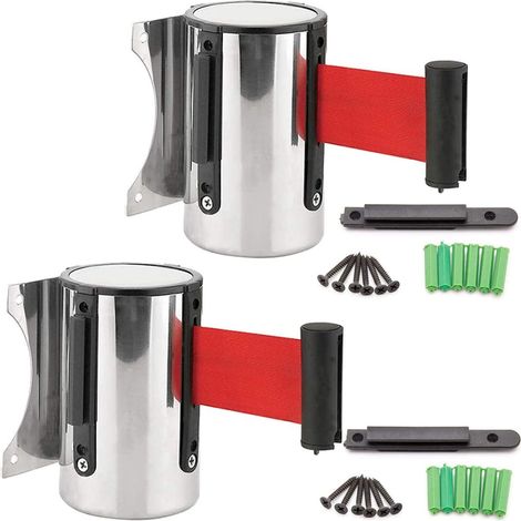 Barrière Sécurité Mural 2pcs 3M Barrière Sécurité Mural Acier Inoxydable Rétractable Barrière pour Hôtel Bank et Public Controle (1/5)