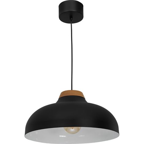 Suspension Burgos Luminex noir mat bois Ø40 1xE27 15W