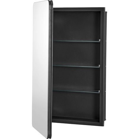 Mophorn Medizinschrank – 40,6 x 61 cm, Badezimmer-Spiegelschrank mit verstellbaren Regalen, Aluminiumrahmen für Wandmontage oder Einbau