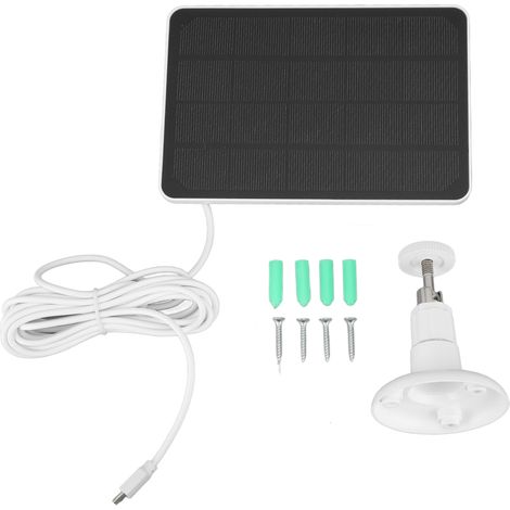 Ortviai Panneau Solaire 4 W 5 V pour Caméra de Sécurité Sans Fil, Étanche IP65, Sortie USB-C, Blanc