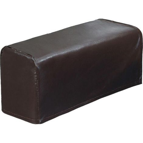 Lot de 2 housses de protection extensibles et imperméables en similicuir pour accoudoirs de canapé et fauteuil, marron (1/5)